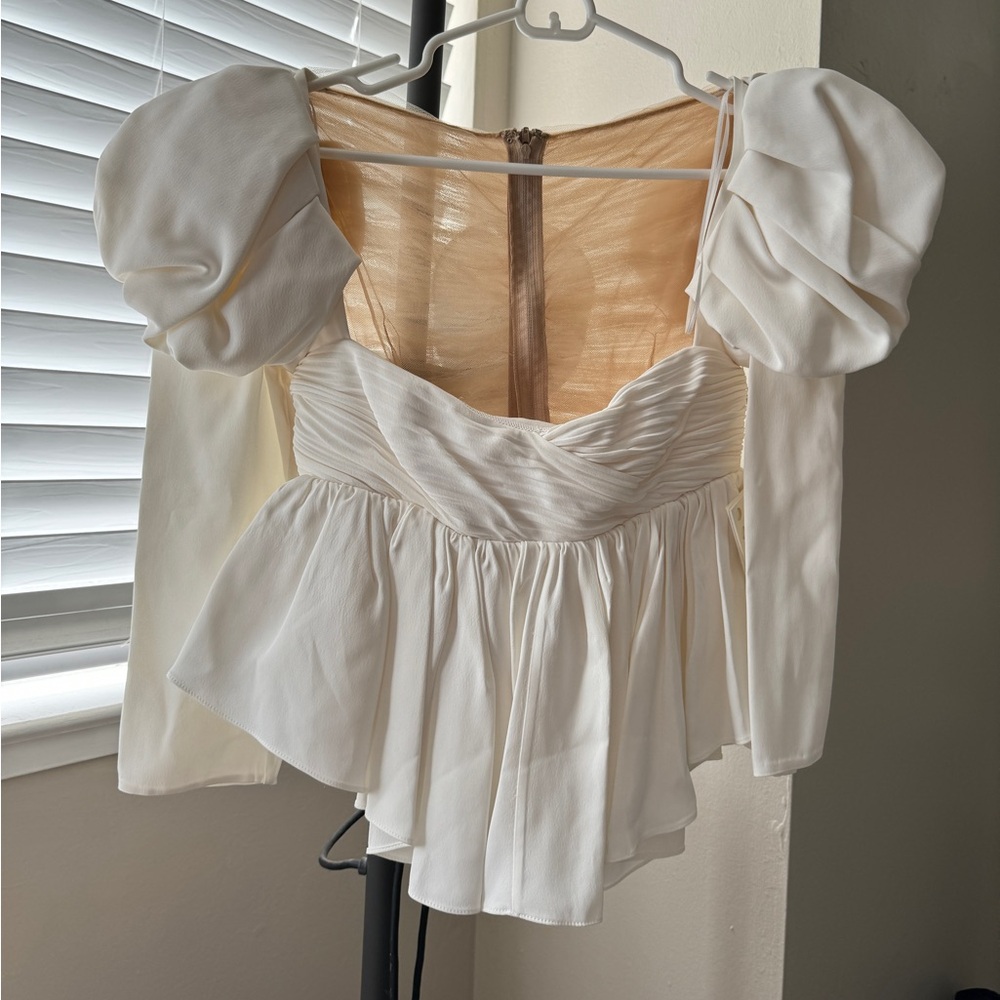 KHAITE White Puff Sleeve Top